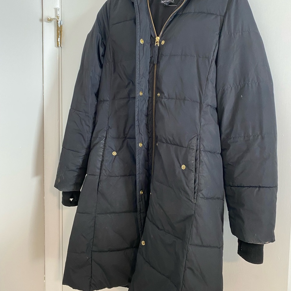 Jcrew long puffed jacket - black